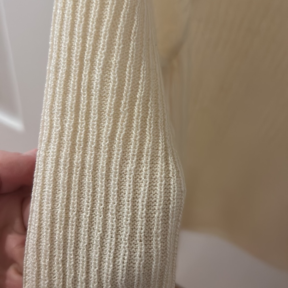 Mango Cream Thin Button Up Sweater Size Small - image 3